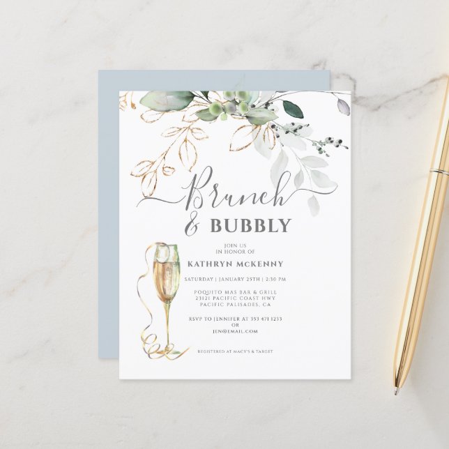 Budget Eucalyptus Gold Dusty Fête des mariées bleu (Devant/Arrière en situation)