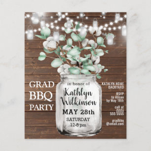 BUDGET Eucalyptus Graduation BBQ Party Invitation