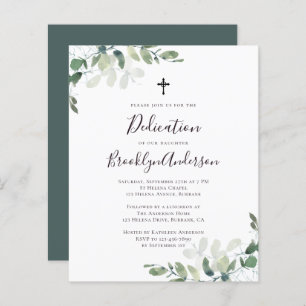 Budget Eucalyptus Green Dedication Invitation