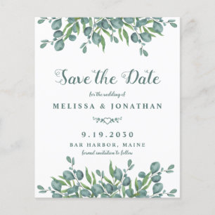Budget Eucalyptus Green Enregistrer La Date Carte 