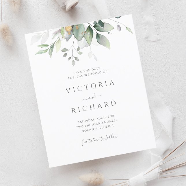 Budget Eucalyptus Green Foliage Enregistrer La Dat (Créateur téléchargé)