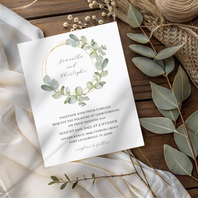 Budget Eucalyptus Green & Gold Wreath Mariage (Créateur téléchargé)