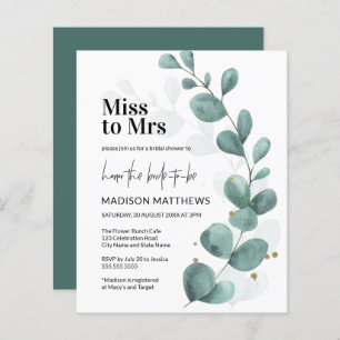 Budget Eucalyptus Green Miss à Mme Fête des mariée