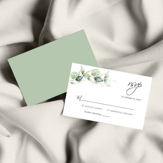 Budget Eucalyptus Greenery Wedding Carte RSVP (Créateur téléchargé)