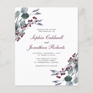 Budget Eucalyptus Holly Berries Faire-part de mari