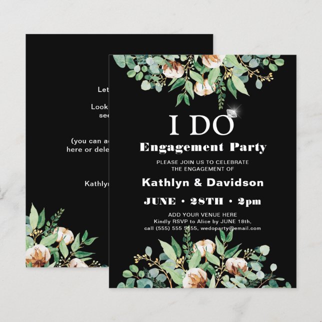 BUDGET Eucalyptus I DO Engagement Party Invitation (Devant / Derrière)