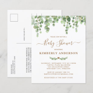 Budget Eucalyptus Invitation Baby shower d'or de v
