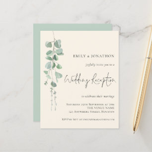 Budget Eucalyptus Ivory Wedding Invitation de réce