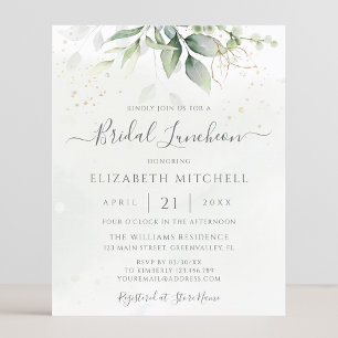 Budget Eucalyptus Leaves Bridal Luncheon Invite