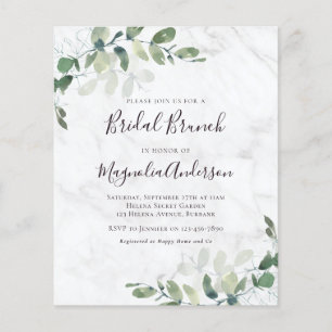 Budget Eucalyptus Marbre Bridal Brunch Invitation