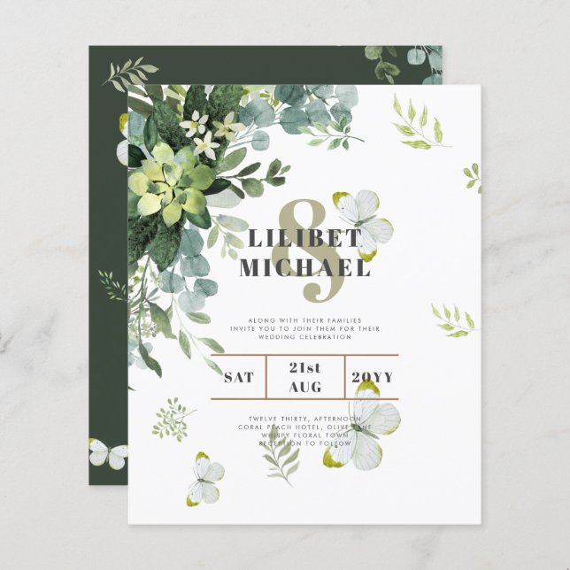 BUDGET Eucalyptus Mariage émeraude Feuille (Devant / Derrière)
