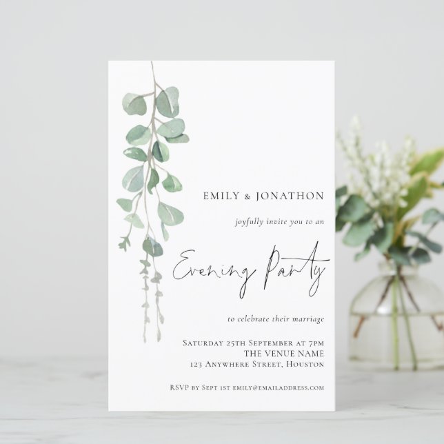 Budget Eucalyptus Mariage Invitation soirée (Debout devant)