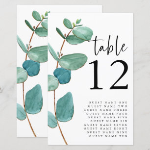 Budget Eucalyptus Mariage Nom de l'invité Table No