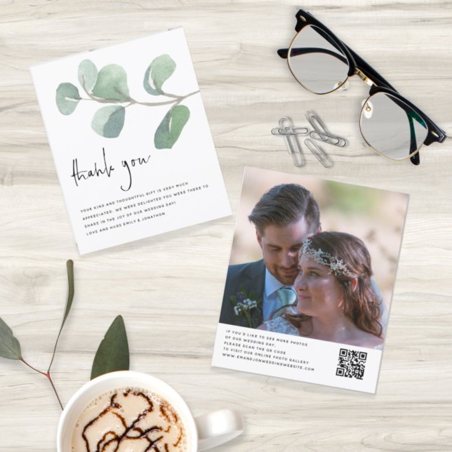 Budget Eucalyptus Mariage Photo QR Code Merci (Créateur téléchargé)