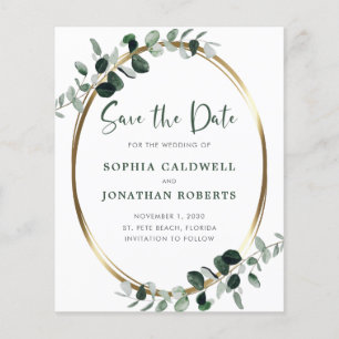 Budget Eucalyptus Métallic Or Save the Date