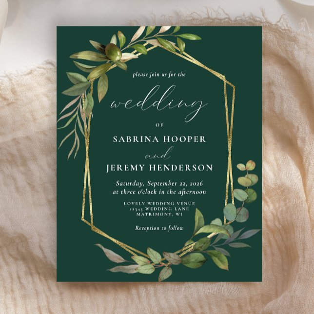 Budget Eucalyptus Olive Vert Émeraude Mariage (Créateur téléchargé)