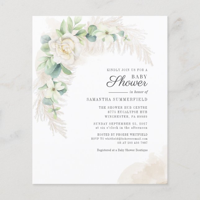 Budget Eucalyptus Pampas Grass Baby shower fille (Devant)