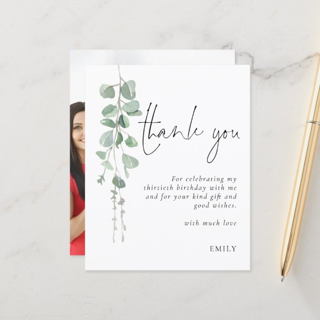 Budget Eucalyptus Photo 30e anniversaire Merci (Devant/Arrière en situation)