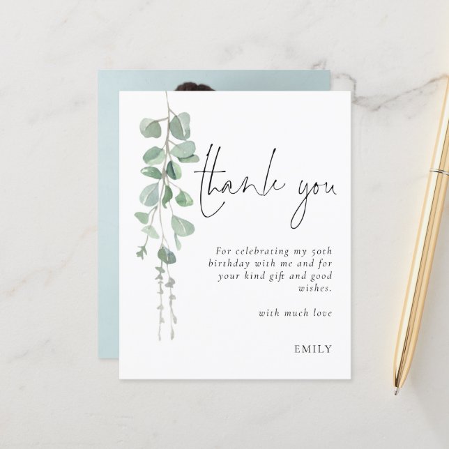 Budget Eucalyptus Photo 50e anniversaire Merci (Devant/Arrière en situation)