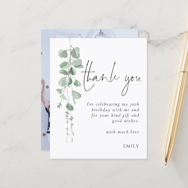 Budget Eucalyptus Photo 70e anniversaire Merci (Devant/Arrière en situation)