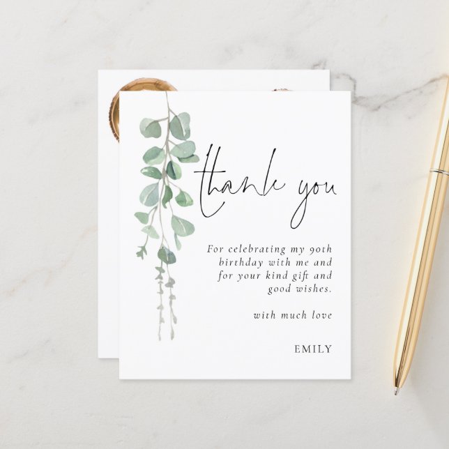 Budget Eucalyptus Photo Merci 90e anniversaire (Devant/Arrière en situation)