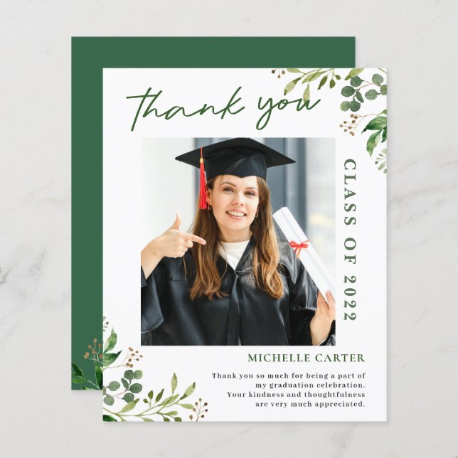 Budget Eucalyptus Photo Merci de graduation (Devant / Derrière)