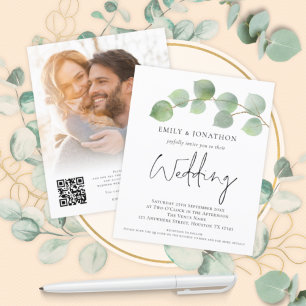 BUDGET Eucalyptus Photo QR Code Mariage Invitation