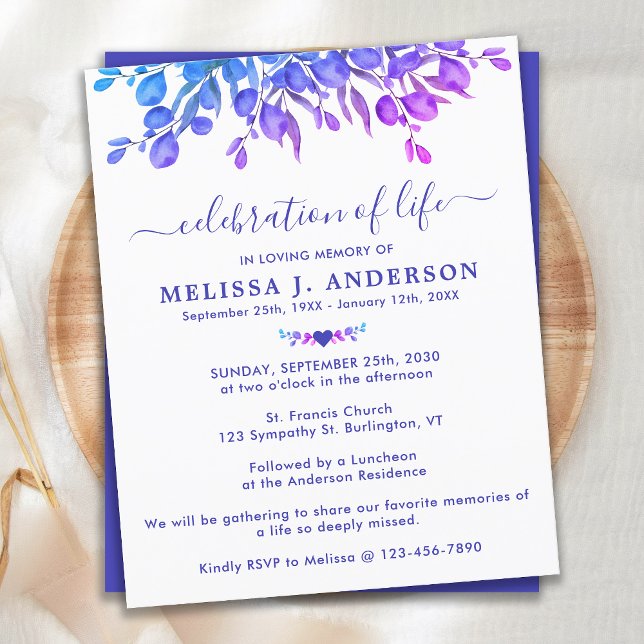 Budget Eucalyptus Purple Célébration De La Vie Inv (Créateur téléchargé)