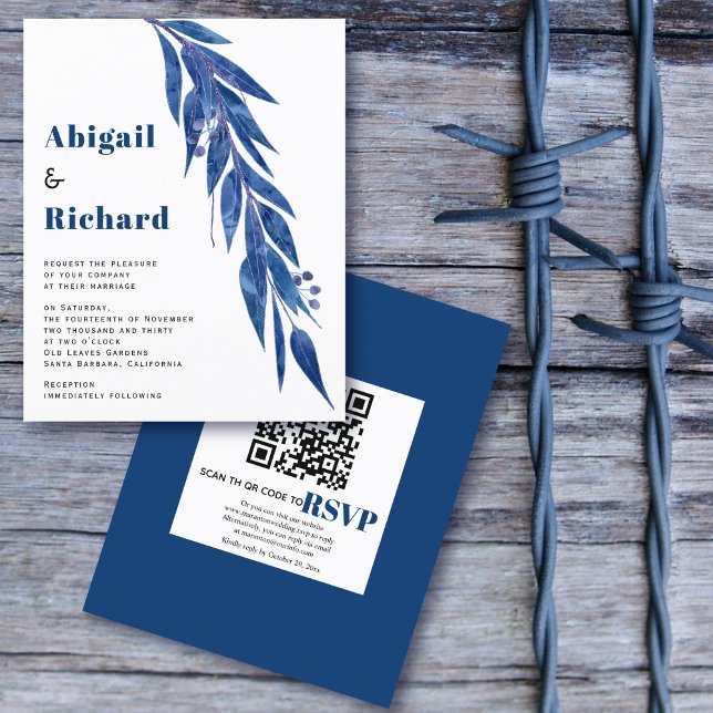 BUDGET eucalyptus QR code bleu faire-part de maria (Créateur téléchargé)