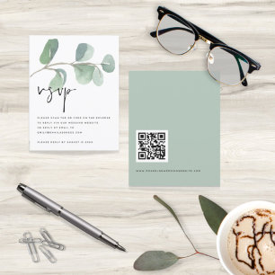 BUDGET Eucalyptus QR Code de code de mariage RSVP