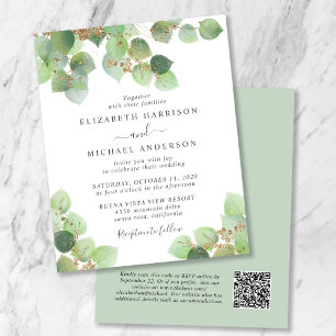 Budget Eucalyptus QR Code Faire-part de mariage