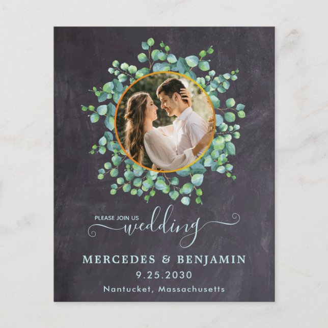 Budget Eucalyptus QR Code Photo Mariage Invitation (Devant)