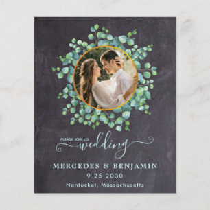 Budget Eucalyptus QR Code Photo Mariage Invitation