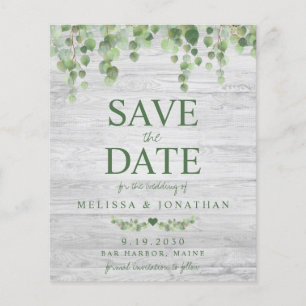 Budget Eucalyptus Rustic Enregistrer La Date Carte