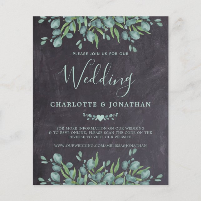 Budget Eucalyptus Rustic QR Code Mariage Invitatio (Devant)