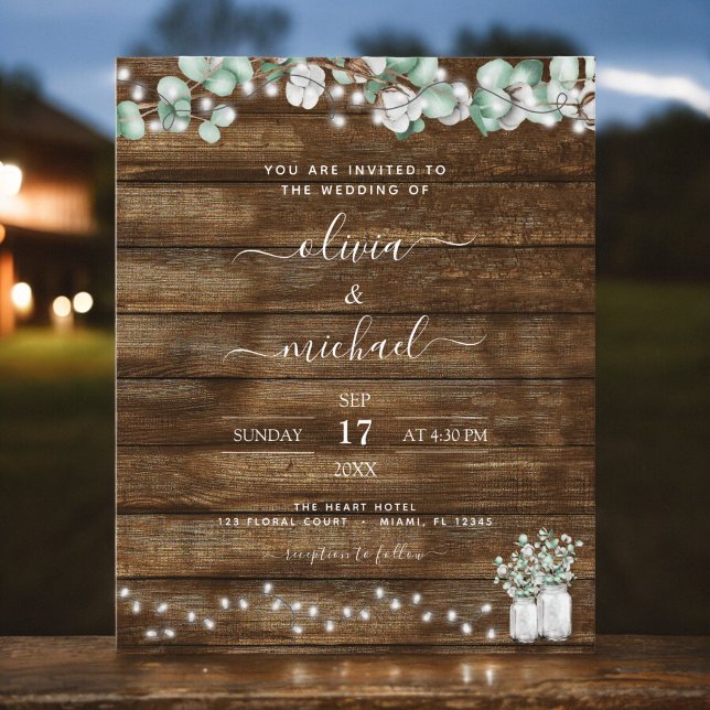 Budget Eucalyptus Rustic Wedding Invitations (Créateur téléchargé)