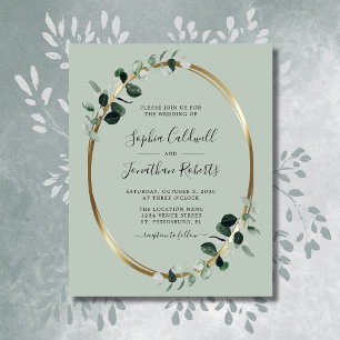 Budget Eucalyptus Sage Gold Foil Invitation de mar
