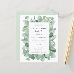 Budget Eucalyptus Sage Graduation Party Invitation