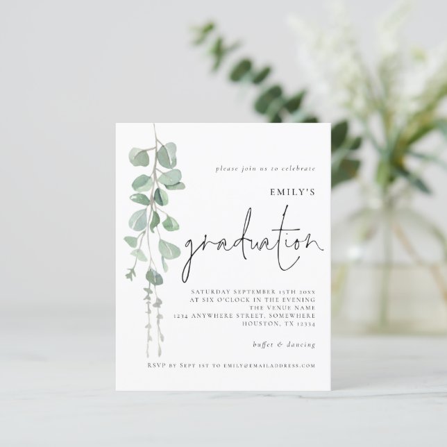 Budget Eucalyptus Script 2024 Invitation de gradua (Debout devant)