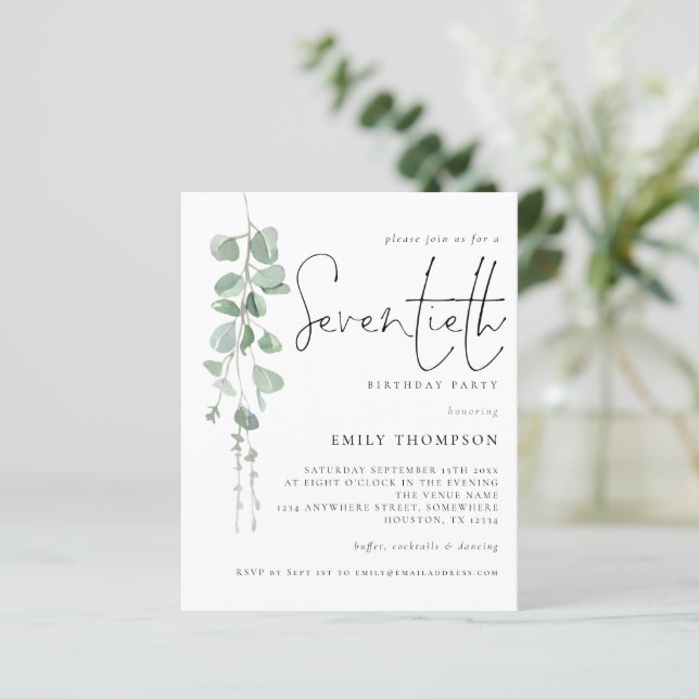 Budget Eucalyptus Script 70e anniversaire Invitati (Debout devant)