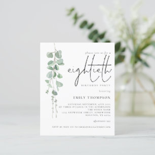 Budget Eucalyptus Script 80e anniversaire Invitati