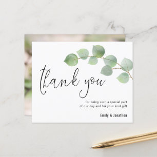 Budget Eucalyptus Script Mariage photo Merci
