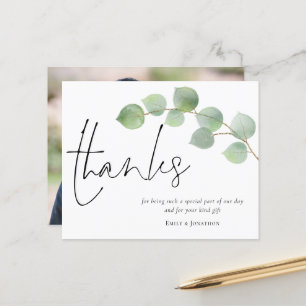 Budget Eucalyptus Script Mariage photo Merci