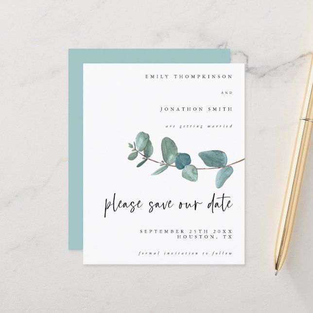 Budget Eucalyptus Script Mariage Sauvegarder La Da (Devant/Arrière en situation)