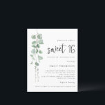 Budget Eucalyptus Script Sweet 16 Invitation<br><div class="desc">Un rapport qualité-prix BUDGET alternative sur une taille plus petite 4, 5 x 5, 6" semi-brillant poids 110lbs, qui est d'une épaisseur similaire à une carte postale (cependant ne convient pas à l'utilisation comme carte postale.) VEUILLEZ NOTER qu'il y a UN invitation par feuille. Budget Eucalyptus Script Sweet 16 Invitation....</div>