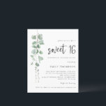 Budget Eucalyptus Script Sweet 16 Invitation<br><div class="desc">Un rapport qualité-prix BUDGET alternative sur une taille plus petite 4, 5 x 5, 6" semi-brillant poids 110lbs, qui est d'une épaisseur similaire à une carte postale (cependant ne convient pas à l'utilisation comme carte postale.) VEUILLEZ NOTER qu'il y a UN invitation par feuille. Budget Eucalyptus Script Sweet 16 Invitation....</div>