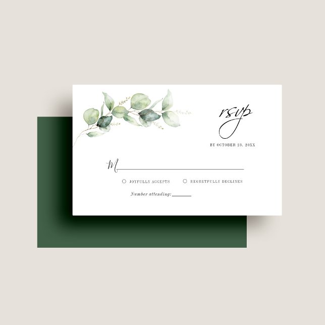 Budget Eucalyptus Succulent Mariage Carte RSVP (Créateur téléchargé)