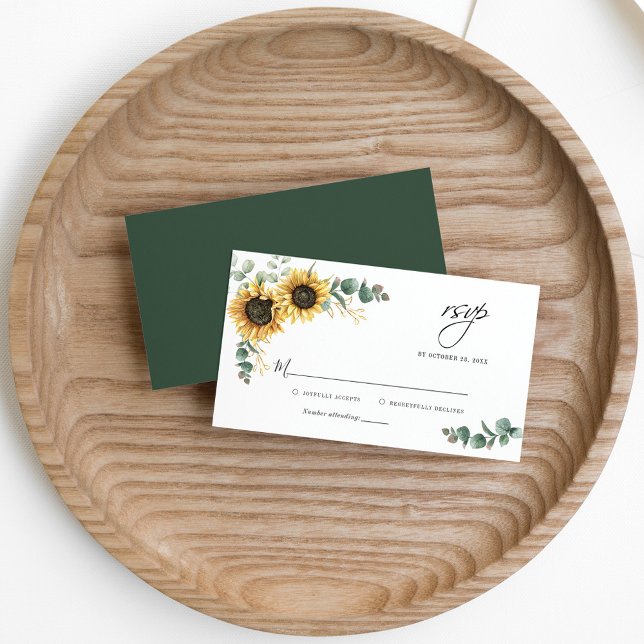Budget Eucalyptus Sunflower Wedding Carte RSVP (Créateur téléchargé)