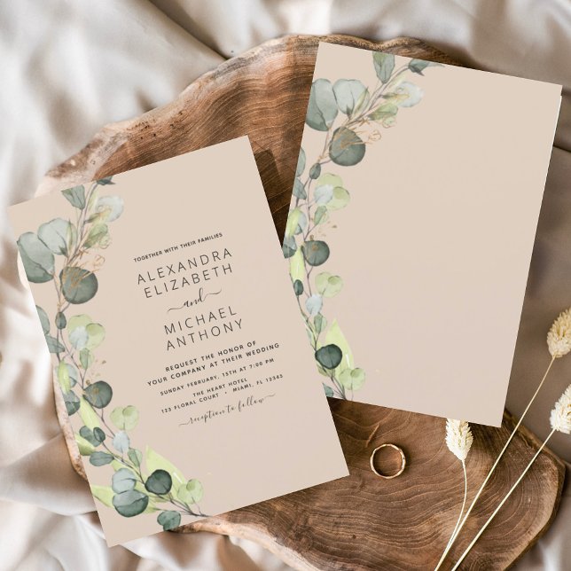 Budget Eucalyptus Terracotta Invitations de mariag (Créateur téléchargé)