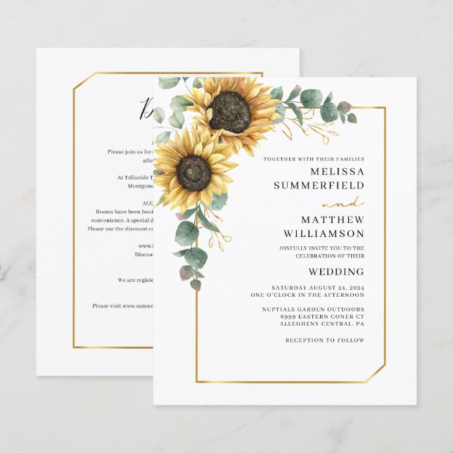 Budget Eucalyptus Tournesol Mariage et Détails (Devant / Derrière)